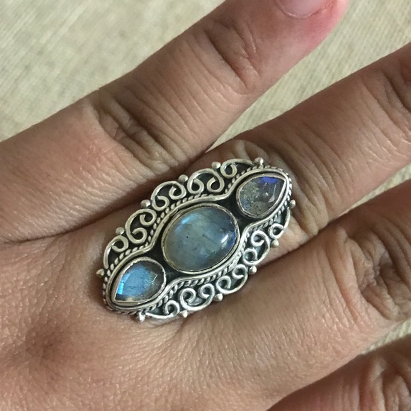 NEW boho labradorite sterling silver 925 ring